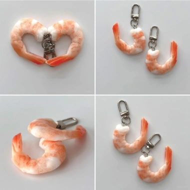 Exhila Thực Tế Tôm Móc Khóa Trang Trí Ngộ Nghĩnh - Móc Chìa Khóa Độc Đáo Treo Charm