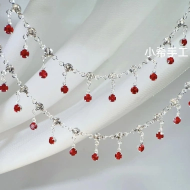 F & X Chuỗi DIY Đỏ Máu Kim cương siêu nhỏ màu đồng giữ màu treo ba móng lớn phụ kiện Lolita Hán phục 2