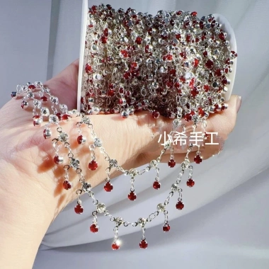 F & X Chuỗi DIY Đỏ Máu Kim cương siêu nhỏ màu đồng giữ màu treo ba móng lớn phụ kiện Lolita Hán phục 4