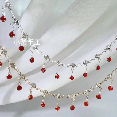 F & X Chuỗi DIY Đỏ Máu Kim cương siêu nhỏ màu đồng giữ màu treo ba móng lớn phụ kiện Lolita Hán phục 7