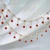 F & X Chuỗi DIY Đỏ Máu Kim cương siêu nhỏ màu đồng giữ màu treo ba móng lớn phụ kiện Lolita Hán phục 8