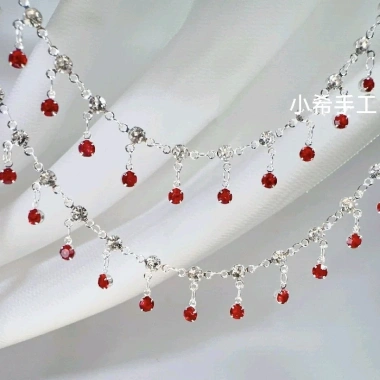 F & X Chuỗi DIY Đỏ Máu Kim cương siêu nhỏ màu đồng giữ màu treo ba móng lớn phụ kiện Lolita Hán phục 9