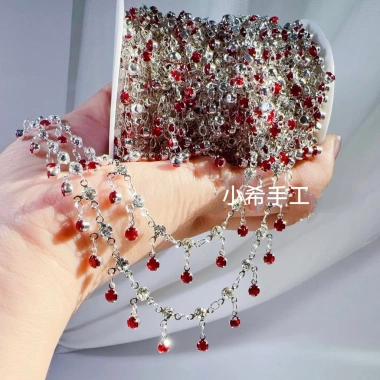 F & X Chuỗi DIY Đỏ Máu Kim cương siêu nhỏ màu đồng giữ màu treo ba móng lớn phụ kiện Lolita Hán phục 10