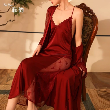 Feiyun Feel Ice Silk Nightgown: Bộ Đồ Ngủ Nữ Tay Dài Satin Mỏng, Giá 384.480₫ 2 Feiyun Feel Ice Silk Nightgown: Bộ Đồ Ngủ Nữ Tay Dài Satin Mỏng, Giá 384.480₫ 2
