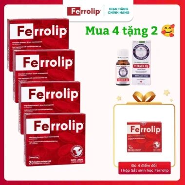 Ferrolip Sắt Mẹ Bầu 20 Gói Mua 4 Tặng 2 Bổ Sung Sắt Toàn Thai Kỳ Giá 335.000 2 Ferrolip Sắt Mẹ Bầu 20 Gói Mua 4 Tặng 2 Bổ Sung Sắt Toàn Thai Kỳ Giá 335.000 2