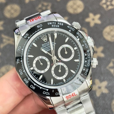Fullbox Đồng hồ nam cơ Rolex 3 nút, dây thép trắng 40mm - Giá chỉ 2.579.961₫