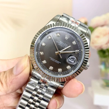 Fullbox Đồng hồ nam Rolex cơ automatic mặt xám viền băm-viền đá 38/41mm giảm giá 2 Fullbox Đồng hồ nam Rolex cơ automatic mặt xám viền băm-viền đá 38/41mm giảm giá 2