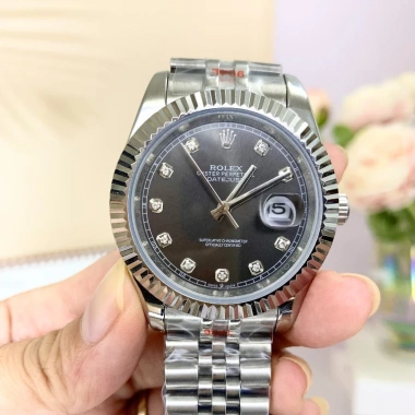 Fullbox Đồng hồ nam Rolex cơ automatic mặt xám viền băm-viền đá 38/41mm giảm giá 4 Fullbox Đồng hồ nam Rolex cơ automatic mặt xám viền băm-viền đá 38/41mm giảm giá 4