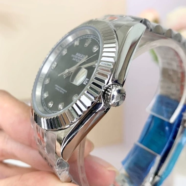 Fullbox Đồng hồ nam Rolex cơ automatic mặt xám viền băm-viền đá 38/41mm giảm giá 6 Fullbox Đồng hồ nam Rolex cơ automatic mặt xám viền băm-viền đá 38/41mm giảm giá 6