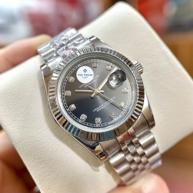 Fullbox Đồng hồ nam Rolex cơ automatic mặt xám viền băm-viền đá 38/41mm giảm giá