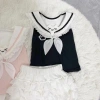 F&X Retro Nhật Bản Áo vest cổ ngọt ngào phong cách thủy thủ Y2K ren khâu dây mùa hè 5