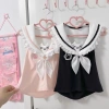 F&X Retro Nhật Bản Áo vest cổ ngọt ngào phong cách thủy thủ Y2K ren khâu dây mùa hè 6