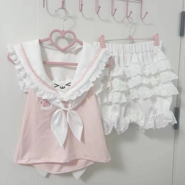 F&X Retro Nhật Bản Áo vest cổ ngọt ngào phong cách thủy thủ Y2K ren khâu dây mùa hè 7 F&X Retro Nhật Bản Áo vest cổ ngọt ngào phong cách thủy thủ Y2K ren khâu dây mùa hè 7