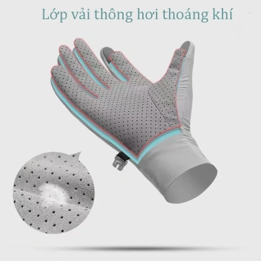 Găng tay chống nắng UPF50+ lụa lạnh thoáng khí, chống trượt, nam nữ, ngoài trời 7
