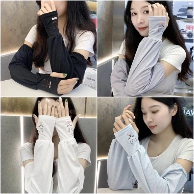 Găng tay chống nắng xỏ ngón lụa viscose mềm mại, thoáng mát - Giá 29.900₫ 3