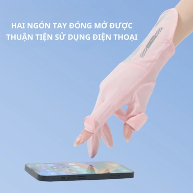Găng tay đi nắng hở ngón chống trượt, bao kín, UV, thời trang mùa hè nữ lái xe 9