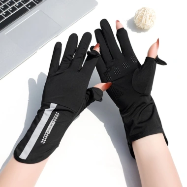Găng tay đi nắng hở ngón chống trượt, bao kín, UV, thời trang mùa hè nữ lái xe 10