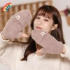 Găng Tay Nửa Ngón Dệt Kim Nhung Thu Đông - Cô Gái Hoạt Hình Dễ Thương, Giá 40.600₫ 2