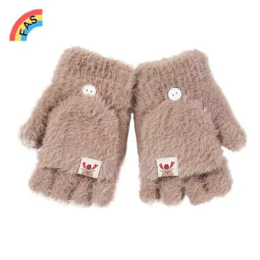 Găng Tay Nửa Ngón Dệt Kim Nhung Thu Đông - Cô Gái Hoạt Hình Dễ Thương, Giá 40.600₫ 5