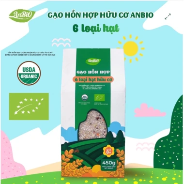 Gạo hỗn hợp 6 loại hạt hữu cơ Anbio 450g - Giá chỉ 162.500đ, dinh dưỡng tối ưu