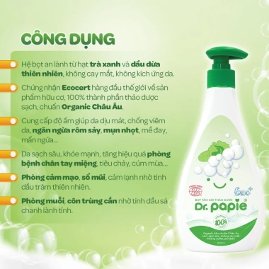 Gel tắm thảo dược Dr.Papie bọt sinh học 300ml mẩn ngứa rôm sảy cho bé 6 tháng chỉ 165.000₫
