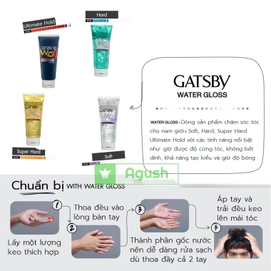 Gel vuốt tóc Gatsby 170g unisex – Thơm mềm, giữ nếp chắc, bóng mượt, công thức nước Hard 4