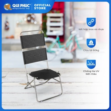 Ghế cà phê Win QUI PHÚC lưng nhựa cao, thoáng khí, thoải mái, gấp gọn tiện lợi