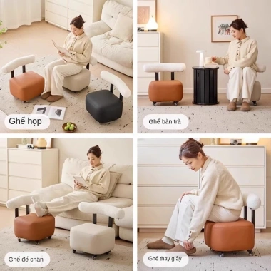 Ghế Đẩu Nhỏ Gỗ Nguyên Khối Retro Sang Trọng 360 Xoay - Giá 249.000đ 8