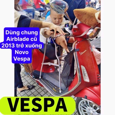 Ghế đi xe VESPA cho bé 9 tháng-4 tuổi, ga xếp sắt sơn tĩnh điện, gấp gọn, an toàn