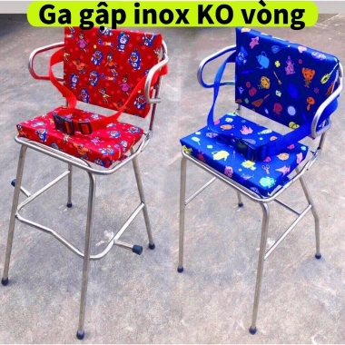 Ghế ga gập inox không vòng, dây đai an toàn cho bé – Gấp gọn Janus, Acruzo, Shark, SCR, giá chỉ 245.000₫