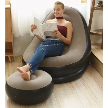 Ghế hơi tựa lưng bọc nhung cao cấp, mềm mại êm ái - mua ghế to tặng ghế tròn nhẹ