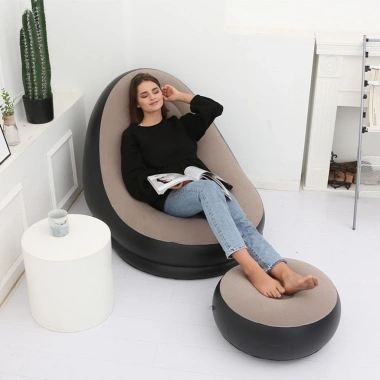 Ghế hơi tựa lưng bọc nhung cao cấp, mềm mại êm ái - mua ghế to tặng ghế tròn nhẹ