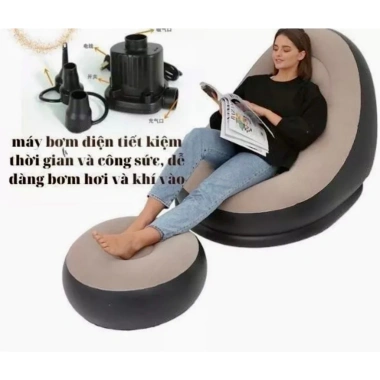 Ghế hơi tựa lưng bọc nhung cao cấp, mềm mại êm ái - mua ghế to tặng ghế tròn nhẹ