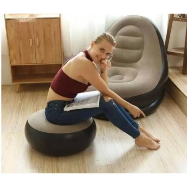 Ghế hơi tựa lưng vỏ nhung lụa mềm mịn kèm ghế tròn gác chân - Giá 475k
