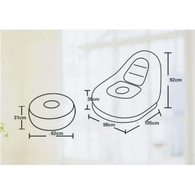 Ghế hơi tựa lưng vỏ nhung lụa mềm mịn kèm ghế tròn gác chân - Giá 475k