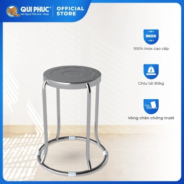 Ghế inox đôn Dona QUI PHÚC, sáng bóng, chịu lực tốt, xếp chồng tiện, chống trượt
