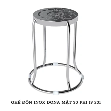 Ghế inox đôn Dona QUI PHÚC, sáng bóng, chịu lực tốt, xếp chồng tiện, chống trượt