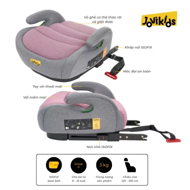 Ghế Nâng Ôtô OHHO Plus Jovikids Booster I-size 6-12 tuổi ISOFIX Cao cấp Giá 1,6 triệu 7