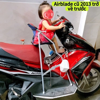 Ghế Ngồi Xe Airblade Cũ 2.013 - Dây Đai An Toàn, Ga Xếp Sắt Gấp Gọn, Bảo Vệ Bé