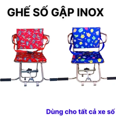Ghế ngồi xe máy ghế số gập inox - Yên nệm, có tựa, vòng, gác chân, an toàn cho bé, giá ưu đãi 195.300 VND 5
