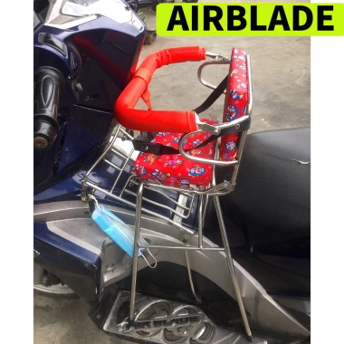 Ghế ngồi xe máy tay ga Airblade gập inox, vòng xe cho bé, phù hợp AB IMPLUSE FREEGO PCX, giá ưu đãi 260.400 VND