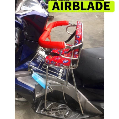 Ghế ngồi xe máy tay ga Airblade gập inox, vòng xe cho bé, phù hợp AB IMPLUSE FREEGO PCX, giá ưu đãi 260.400 VND