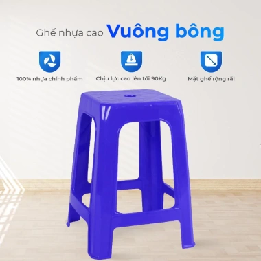 Ghế nhựa cao QUI PHÚC mặt vuông bông combo 4/6/10 ghế an toàn chắc chắn chống trượt tiện lợi giá ưu đãi 209.920₫