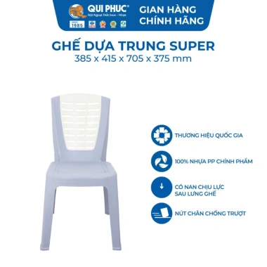 Ghế nhựa tựa lưng Super QUI PHÚC trung, combo 4-6-10, chân chống trượt, dành cho bé, trường học, quán ăn 9