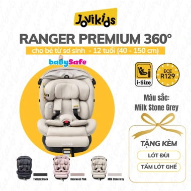 Ghế Ô Tô Cao Cấp Bé RANGER Premium 360° - Jovikids ISOFIX i-Size, Chân Chống Lật, 0‑12 tuổi, Giá ưu đãi 7,975,000₫