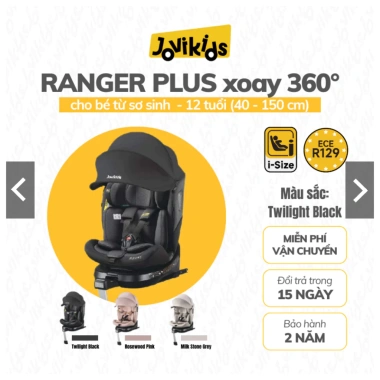 Ghế Ô Tô Cao Cấp Bé RANGER Premium 360° - Jovikids ISOFIX i-Size, Chân Chống Lật, 0‑12 tuổi, Giá ưu đãi 7,975,000₫