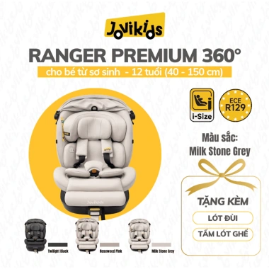 Ghế Ô Tô Cao Cấp Bé RANGER Premium 360° - Jovikids ISOFIX i-Size, Chân Chống Lật, 0‑12 tuổi, Giá ưu đãi 7,975,000₫