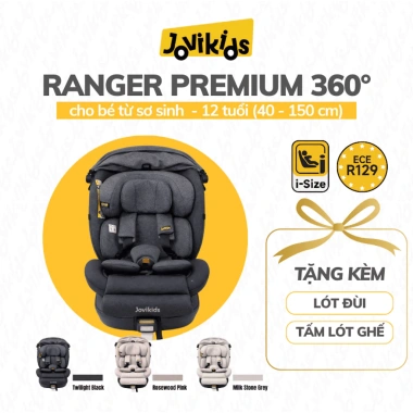 Ghế Ô Tô Cao Cấp Bé RANGER Premium 360° - Jovikids ISOFIX i-Size, Chân Chống Lật, 0‑12 tuổi, Giá ưu đãi 7,975,000₫