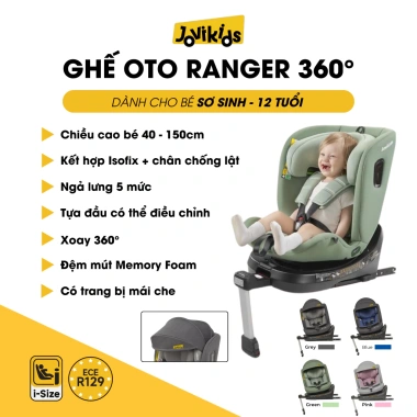 Ghế ôtô bé Jovikids RANGER Xoay 360°, ISOFIX, i‑Size ECE R129, 0‑12 tuổi, giá 6.14 tr 2 Ghế ôtô bé Jovikids RANGER Xoay 360°, ISOFIX, i‑Size ECE R129, 0‑12 tuổi, giá 6.14 tr 2