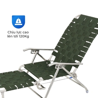 Ghế xếp gấp gọn inox Deli QUI PHÚC - gác chân, dây dù lớn, sáng bóng, chịu tải 120kg - giá 831.357₫